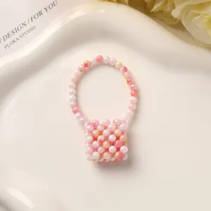 Detailansicht der Farbverlauf Perlen Mini Taschenanhänger DIY Handyketten Zubehör.
