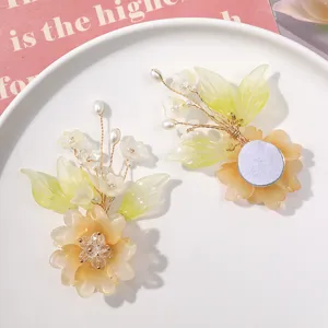 Handmade crystal lily of the valley hair clip fairy Hanfu hair accessory DIY floral pin