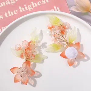 Handcrafted crystal flower hair clip detail, DIY handmade beaded floral hair accessory.