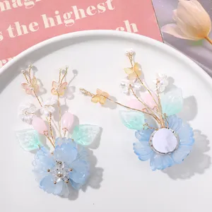 Handmade Hanfu hair accessories DIY crystal flower bead hair clips making materials wholesale