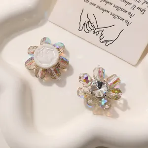 Handgemaakte kristallen strass bloem patch DIY kleding accessoire glanzende bloemapplicatie