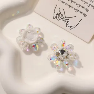 Kristal strass bloem patch detail, sprankelende kralen applicatie voor DIY kleding haaraccessoires.
