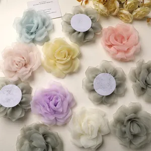 Rete Trasparente Fiore di Rosa Molletta per Capelli Elastico Corsetto Accessori di Abbigliamento Minimalista Fatto a Mano Tessuto Floreale Copricapo