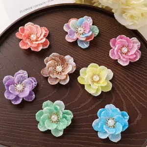 DIY Handmade Gradient Acrylic Flower Petals Artificial Pearl Craft Accessories For Jewelry Making Brooch Earrings Headwear