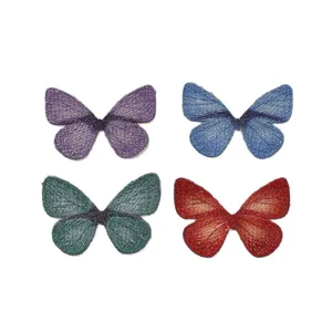Lot de quatre patchs papillons brodés au fil d'or rétro pour loisirs créatifs et vêtements