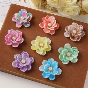 Acrylic gradient flower pearl DIY handmade accessories for brooch, earrings, and hair clips detail.