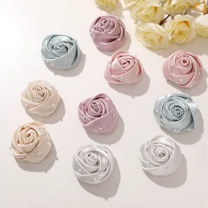 Korean sweet pearl fabric rose DIY hair accessories clothing flower charms multi-color