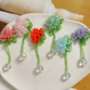 Handmade Woven Glass Crystal Ball Flower Pendant DIY Hair Clip Earring Jewelry Accessories Material Craft Supplies