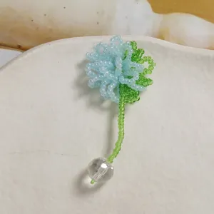 Handmade beaded flower crystal ball charm DIY jewelry making material hairpin accessory cute