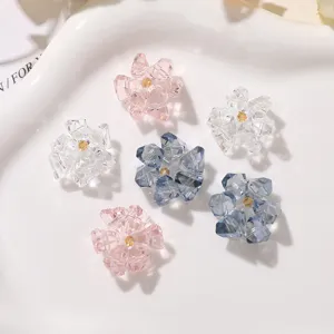 Crystal flower DIY accessories, multi-cut transparent floral charms for jewelry making.