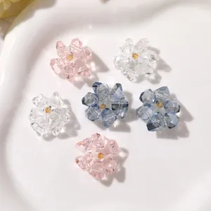 Clear crystal flower DIY accessory close-up detail shot, versatile sparkling design.