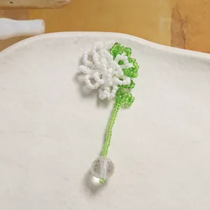 Handmade beaded flower crystal ball pendant DIY hair accessory material details shot