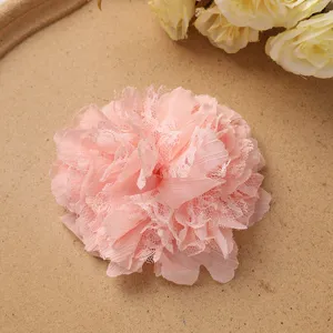 Rosa gasa encaje flor accesorio, perfecto para pinzas de pelo DIY, broches y manualidades.