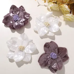 DIY Shiny Silk Fabric Flower Gardenia Hair Accessory Corsage Shoe Flower Garment Trim
