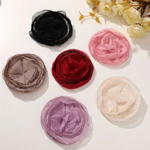 Accessoires de fleurs de roses en tissu de dentelle en tulles pour bijoux et pinces.