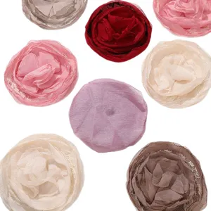 Fleurs de roses en dentelle tulle accessoires DIY pour pinces à cheveux et colliers fins.