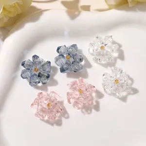 Clear crystal flower DIY accessories earrings brooch shoe charms trendy minimalist style