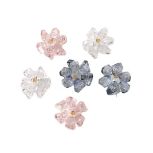 Clear crystal flower DIY charms for earrings, brooch and shoes accessories, sparkling design.