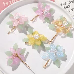Handmade floral hair clips DIY materials colorful resin flower hairpin accessories