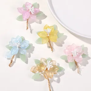 Colorful magnolia DIY handmade beaded hair accessory parts, exquisite floral design for crafting.