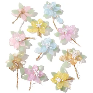 Handmade colored magnolia DIY hair accessory materials, beaded flower charms for earrings.