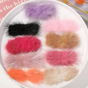 Colorful plush hair clips fluffy faux fur hairpins cute fuzzy barrettes hair accessories