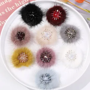 Colorful plush beaded flower hair accessories DIY handmade decorative hairpins materials.