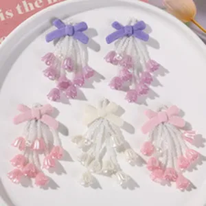 Handmade lily of the valley tassel hair clips DIY beaded hair accessories for Hanfu.