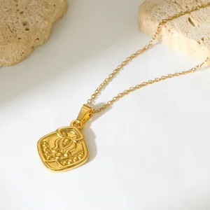 Eenvoudige geometrische vierkante hanger ketting voor vrouwen, elegante gouden ketting mode sieraden.