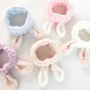 Bandeau oreilles de lapin pelucheux mignon pour lavage de visage, bandeau doux.