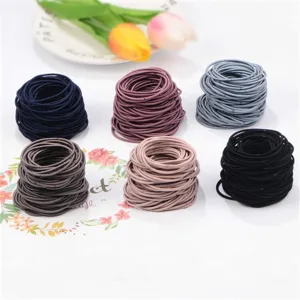 Korean minimalist high elasticity elastic hair bands, thin hair ties 6-color set for daily use.