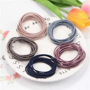 Korean style minimalist hair ties set, thin elastic rubber bands for girls daily styling.