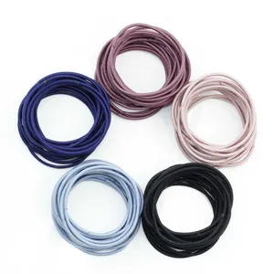 Minimalist high elastic thin hair ties set of five vibrant colors for daily styling main view