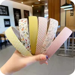 Fabric Headband Set French Style Floral Gingham Hair Hoops Cute Women Daily Hair Accessories