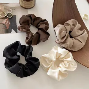 Set di elastici per capelli in raso elegante, grandi code di cavallo in vera seta per donne.