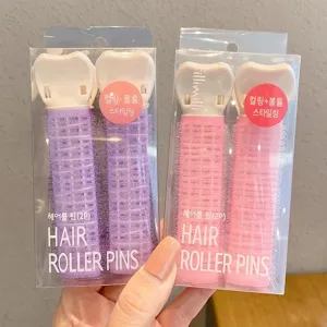 Hair roller clips root volume bangs curler plastic styling tools pink purple set 2pcs