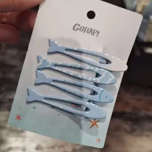 Set di 4 mollette per capelli a forma di pesce blu, forcine estive dolci e carine per donna e ragazze.