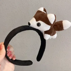 Cute husky puppy plush headband for women, soft cartoon animal hair hoop for daily wear and face washing.