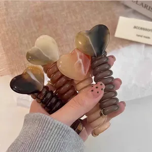 Japanse stijl hart telefoon draad haarrekkers, Koreaanse mode bubble vlecht haarringen set.