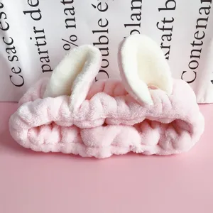 Cute plush cat ear headband for face washing, soft fluffy makeup hair hoop for daily skincare.