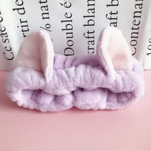 Cute plush cat ear headband for facial washing and daily makeup, soft fuzzy hair hoop.