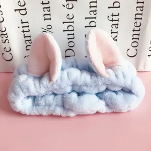 Cute plush cat ear headband for face washing, soft makeup hair hoop, daily skincare hair accessories.