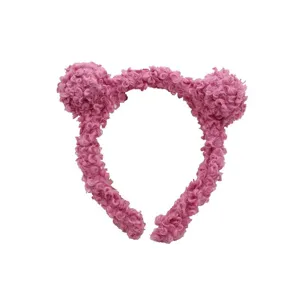 Pink lamb wool bear ear headband cute plush hair hoop autumn winter sweet girl hair accessories