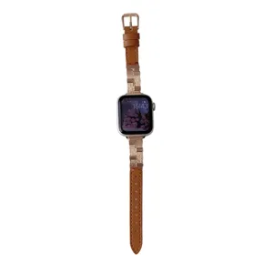Cinturino per orologio in metallo e pelle compatibile con Apple Watch, elegante cinturino di ricambio.