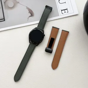 Cinturino di ricambio in pelle con fibbia magnetica compatibile con smartwatch vari.