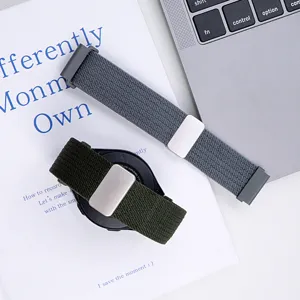Woven nylon magnetic watch band replacement strap compatible with smart watch, comfortable fit.