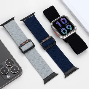 Correa de Smartwatch de Bucle de Nylon Tejido Banda de Repuesto con Hebilla Metálica Pulsera Casual Diaria Sport
