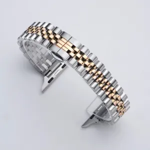 Stainless steel Jubilee metal watch strap replacement for Apple Watch luxury fashion accessory.