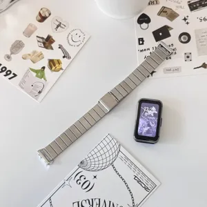 Cinturino di ricambio in metallo acciaio inox per Huawei smart band, polsino sottile perle.