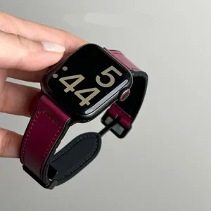 Vervangend lederen siliconen horlogeband compatibel met Apple Watch met magneet.